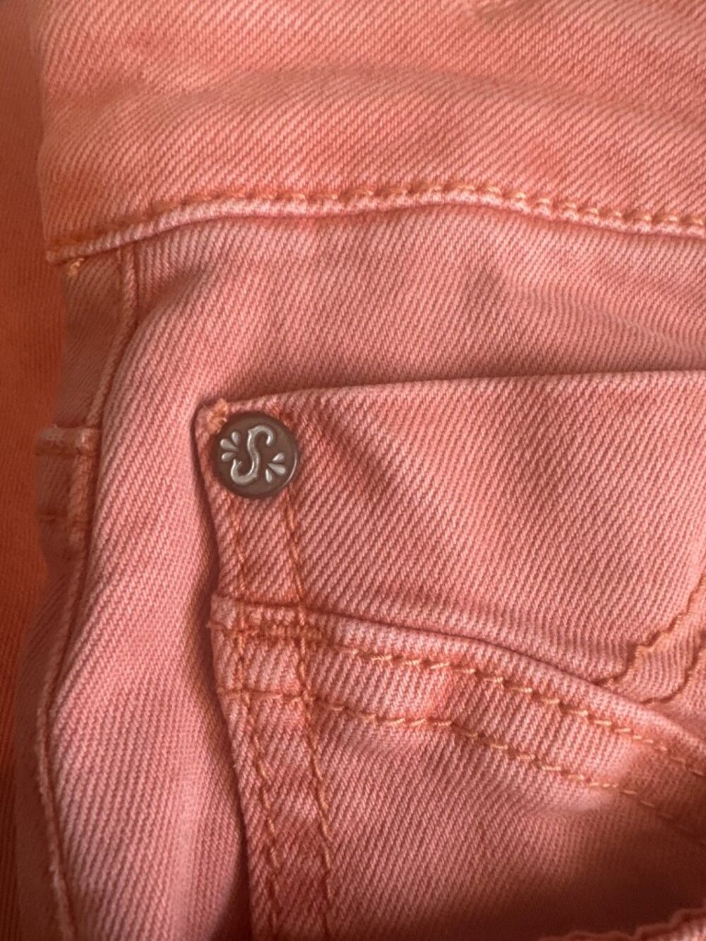 Shyanne Womens Jeans Sz 32 Peach Flare Leg Tulip-Pocket Boho Hippie Festival - Picture 12 of 14